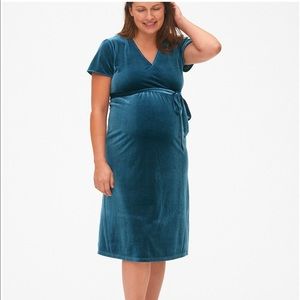 GAP Maternity Velvet Faux-Wrap Dress